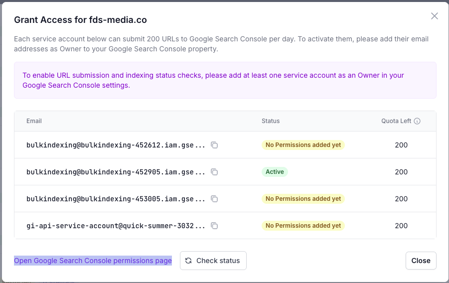 Grand Access Modal After Check